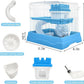 PINVNBY 2-Tier Dwarf Hamster Cage, Travel Portable Mouse Cage Gerbil Cages and Habitats Small Animal Carrier with Castle House Running Exercise Wheels, Water Bottle and Food Dish(Gray)