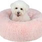 Best Pet Supplies Round Donut Dog Bed with Plush Faux Fur Fabric, Calming, Anti-Anxiety Cushion for Indoor Pets, Slip-Resistant Base, Soft Ergonomic Support - Pink, 30x30x8''