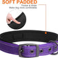 Fida Heavy Duty Dog Collar, Ultra Comfortable Soft Neoprene Padded, Adjustable Reflective Nylon Pet Collar with Durable Metal Belt Buckle for Large Breeds (L, Purple)