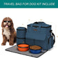 Modoker Dog Travel Bag, Weekend Pet Travel Set for Dog and Cat, Airline Approved Tote Organizer with Multi-Function Pockets, 2 Food Storage Containers, 2 Collapsible Bowls, 1 Feeding Mat (Blue)