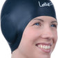 3D Swim Caps - Ear Protection Swimming Cap for Women & Men - Silicone, Waterproof - Fits Long & Short Hair - Adult & Youth
