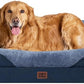 EHEYCIGA Memory Foam Dog Bed for Large Sized, Orthopedic Dog Sofa with Sides and Waterproof Liner, Washable Bolster Pet Couch with Removable Cover, 41x27x7.5 Inch, Navy