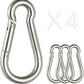 sprookber Stainless Steel Carabiner Spring Snap Hook - 304 Stainless Steel Heavy Duty Clips, Set of 4