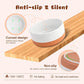 SPUNKYJUNKY Ceramic Elevated Dog Bowl Set with Acacia Wood Stand for Food and Water for Cat and Small Dog (13.52 OZ, White and Reddish Brown)
