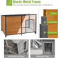 GUTINNEEN Heated Dog House Outdoor 59.1" Extra Large Dog Kennel with Metal Frame Insulated Dog Crate Cage for Large Dogs Outside with Heater and Insulated Liner, Brown