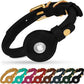 OOPSDOGGY Rolled Leather Dog Collar with Airtag Holder (Black, XS, 8"-11")