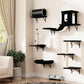 NUNU LAB Wall Mounted Cat Furniture, 7 Pcs Cat Wall Shelves with House, Tunnel, Bridge, Steps, Scratcher, Hammock, Bed, Indoor Safe & Stable Furniture for Kittens Play, Black