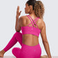 CRZ YOGA Softness Mold Womens Butterluxe Strappy Longline Sports Bra - Double Spaghetti Strap Workout Yoga Crop Top Athletic