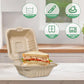 Aricsen Compostable 100 Pack 6x6 Inch Disposable Square Small Lunch Box Takeout Containers with Lid To Go Take Out Clamshell for Food, Eco-Friendly Biodegradable Bagasse, PFAS-Free, Unbleached Brown