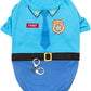 Parisian Pet Embroidered Dog Police Costume - 100% Cotton and Polyester Pet Clothes - Sleeved Cop Costume for Small Blue Dogs