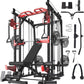 Smith Machine with LAT-Pull Down System & Cable Crossover Machine, 2000LBS Power Cage Rack for Garage Workout & Home Gym