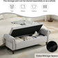 Storage Bench Upholstered Velvet End of Bedroom Bed Bench Ottoman with Tufted Cushioned Rolled Arm Large Storage Space for Reading Living Room Entryway, Light Grey