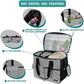 PetAmi Dog Travel Bag - Organizer with Food Container, Bowls & Accessories for Weekend Camping, Cat Diaper Bag (Stripe Black, Large)