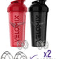 '-2 Pack- 28 oz Protein Shaker Bottles for Protein Mixes - 2x Wire Whisk | Leak Proof Shaker Cups for Protein Shakes | Protein Shaker Bottle Pack | Shakers for Protein Shakes - Black&Red