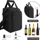 ALLCAMP 4 Bottle Wine Gift Bag - Insulated Tote Cooler, Adjustable Strap, Includes 4 Wine Glasses, Napkins & Corkscrew, Portable Travel Gifting (Black)