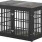 38 Inch Heavy Duty Dog Crate Furniture for Large and Medium Dogs, Decorative Pet House End Table, Wooden Cage Kennel Furniture Indoor, Gray