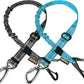 AUBELL Dog Seat Belt for Car,2 Pack Set 3-in-1 Adjustable Reflective Bungee Heavy Duty Dog Car Harness Tether with Clip Hook Latch & Buckle,Swivel Zinc Alloy Carabiner,Black+Blue