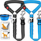 3 Piece Set Dog Seat Belt Retractable Dog Car Seatbelts Adjustable Pet Seat Belt for Vehicle Headrest Restraint Adjustable Heavy Duty & Elastic & Durable Car Harness for Dogs 06-Black+Blue