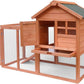 Rabbit Hutch Chicken Coop Kennel Easily Assembled 2 Story with Removable No Leak Tray Solid Fir Wood Weatherproof for Indoor Outdoor Pets