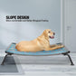 Veehoo Outdoor Elevated Dog Bed, Cooling Raised Dog Cot Bed XL, Portable Waterproof Curved Dogs Hammock Beds for Outside, up to 150lbs, Black Legs, Black Silver 49"