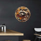 Lygond Metal Sign Tin Sign Circular Stained Glass Raccoon Garden Metal Sign for Pub 12×12 Inches