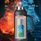 40 oz Insulated Water Bottle with Straw and Lid, Food-grade Double Wall Vacuum Stainless Steel Flask with Handle,Leakproof Metal Travel Jug With Carry Pouch and Brush,Keep Cold & Hot,Black