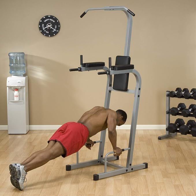 Body-Solid (PVKC83X) Multi-Function Pull Up & Dip Station with Vertical Knee Raise, Chin-Up Bar Stand, and Strength Training Dip Stands