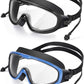 Adult Swimming Goggles,Leak-Proof,Anti-Fog Pool Glasses,Wide View Swim Goggles with Ear Plugs and Nose Clip