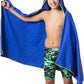 Flow Hydro Sport Towel - Microfiber Quick Dry Swimming Towels for Swim, Pool, Triathlon, and Other Water Sports in Medium, Large, Extra Large, and Hooded Sizes (Blue, Large w/Hood)