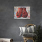 Quorin Banksy Graffiti Boxing Wall Art Red Boxing Gloves Pictures Gym Sport Wall Decor Canvas Print Painting Artwork for Gym Living Room Bedroom 12"x16"