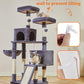 Taoqimiao 56.3-Inch Cat Tree, Cat Tower with Scratching Posts, Cat Tree House for Indoor Cats with hammocks, Toys, Condo and Large Scratch Board, Smoky Gray MS012G