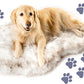 PupRug Orthopedic Dog Bed for Large Dogs with Fluffy Soft Faux Fur and Memory Foam for Joint Pain Relief, Machine Washable and Waterproof Couch Bed, White with Brown Accents, Medium