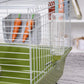 PawHut 47" L Small Animal Cage, Rolling Bunny Cage, Guinea Pig Cage with Food Dish, Water Bottle, Hay Feeder, Platform, Ramp for Chinchilla, Green
