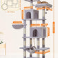 Taoqimiao Cat Tree, 71.7-Inch Cat Tower for Indoor Cats, Plush Multi-Level Cat Condo with 13 Scratching Posts, 2 Perches, 2 Caves, Hammock, 2 Pompoms,Light Gray MS013LW