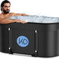 KERDOM Ice Bath Tub for Athletes, Portable Cold Plunge Tub, XL 129 Gal Bathtub for Recovery, Large Oval Foldable Bathtub with Cover for Cold Water Therapy at Home, Gyms, Outdoor, Indoor