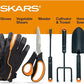 Fiskars Vegetable Garden Tool Set with Vegetable Shears, Seed Sower, Trowel, Cultivator, Weeder, and L/XL Garden Gloves for Indoor or Outdoor Gardening (6 Piece Kit), Gardening Gifts for Women