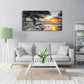 Yxbhhym-Beach Wall Art Black and White Ocean Pictures for Walls Sunrise Seascape Scenery Canvas Print Sunset Painting Palm Poster Sea Wave Artwork for Living Room Wall Art Bedroom Office Wall Décor
