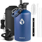 One Gallon Water Bottle Insulated, Triple Walled Vacuum Stainless Steel (Cold for 48 Hrs), Leak Proof & Non-BPA, Large Water Flask Jug with Paracord Handle & Straw Spout Lids