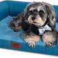 Hollypet Orthopedic Dog Bed for Medium Dogs, Supportive Foam Pet Couch with Removable Washable Cover and Non-Slip Bottom, Waterproof Lining Dog Sofa Bed, Blue, M (28 * 22.5 * 7.5)