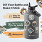 One Gallon Water Bottle Insulated, Triple Wall Vacuum Cold for 48 Hrs & Leak-proof & Non-BPA, 128oz Large Sports Stainless Steel Water Jug with Paracord Handle Straw Spout Lids & DIY Stickers