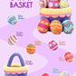 8 Piece Plush Stuffed Playset Toys with 7 Eggs, 1 Furry Bag, Soft Basket Set Sensory Toys for Girls Kids Ages 3+, Birthday Christmas Valentines Easter Party Favors Gifts