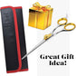 Sharf Gold Touch Pet Grooming Shear | Straight Cat & Dog Grooming Scissors | 7.5 Inch | 440c Japanese Stainless Steel Pet Dog Shearing Scissors | Animal Shears with Removable Comfort Rings