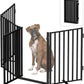 Free Standing Dog Gate with Door for Indoor Outdoor, Portable Dog Fence Foldable Design, Metal Black 32" Tall, Expandable 4 Panels Use for Front Door, Yard, Stairs