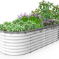 A ANLEOLIFE 8X4X2 ft Galvanized Raised Garden Beds Outdoor, Oval Large Metal Deep Root Planter Box for Planting Vegetables Flowers Herb, Anti-Rust & Easy-Setup, Antique White