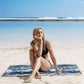 QiyI Yoga Mat Towel with Corner Pockets, Non Slip Sweat Absorbent Hot Yoga Towels, Soft Yoga Blankets with Travel Bag, Skidless Mat Cover for Workout, Gym, Fitness - 70"x26", Blue White Tie Dye