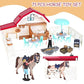 Horse Club Riding Arena 71-Piece, Horse Stable Toys Playset, Farmmer Figures,Farm Animal Figurine, Coffee Shop, Barn with Fence Toys for 3-7 Years Old Kids Boys Girls Toddlers