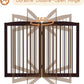 Freestanding Pet Gate for Dogs, Indoor Wooden Foldable Dog Gate for House, Doorway, Stair, 80 Inch Wide, 4 Panels 32",Brown