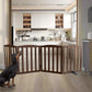 ZJSF Foldable Freestanding Indoor Dog Gate for House Wood Long Pet Gates Dog Fence for Stairs Puppy Gates for Hallways, Puppy Gate,Support Feet Included, Brown, 24 "Height-4 Panels