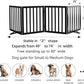 ZJSF Freestanding Indoor Dog Gate for House Foldable Wood Puppy Gate for Doorways Pet Gate for Stairs Extra Wide Pet Fence, Black, 24" Height 4 Panels