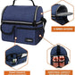 OPUX Lunch Box for Men, Adult Lunch Box Cooler, Insulated Lunch Bag Women, Dual Compartment Lunchbox for Work, Leakproof Double Decker Lunch Bag, Soft Lunch Pail Tote Boys Girls Kids School, Navy Blue